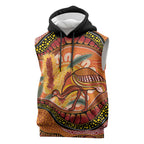 Indigenous Emu Australia Sleeveless Hoodie Australian Bottlebrushes Aboriginal Art Proud