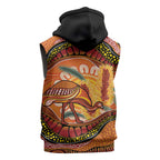 Indigenous Emu Australia Sleeveless Hoodie Australian Bottlebrushes Aboriginal Art Proud