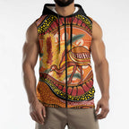 Indigenous Emu Australia Sleeveless Zip Hoodie Australian Bottlebrushes Aboriginal Art Proud