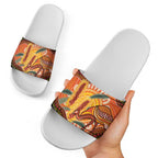 Indigenous Emu Australia Slide Sandals Australian Bottlebrushes Aboriginal Art Proud