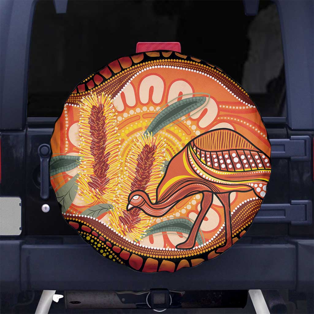 Indigenous Emu Australia Spare Tire Cover Australian Bottlebrushes Aboriginal Art Proud