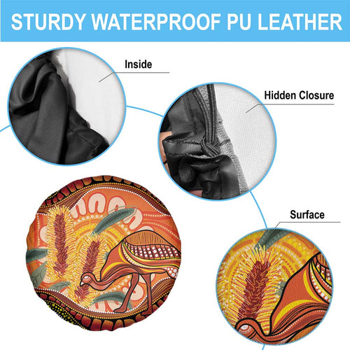 Indigenous Emu Australia Spare Tire Cover Australian Bottlebrushes Aboriginal Art Proud