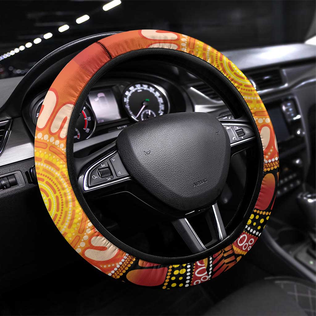Indigenous Emu Australia Steering Wheel Cover Australian Bottlebrushes Aboriginal Art Proud