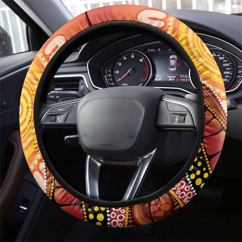 Indigenous Emu Australia Steering Wheel Cover Australian Bottlebrushes Aboriginal Art Proud