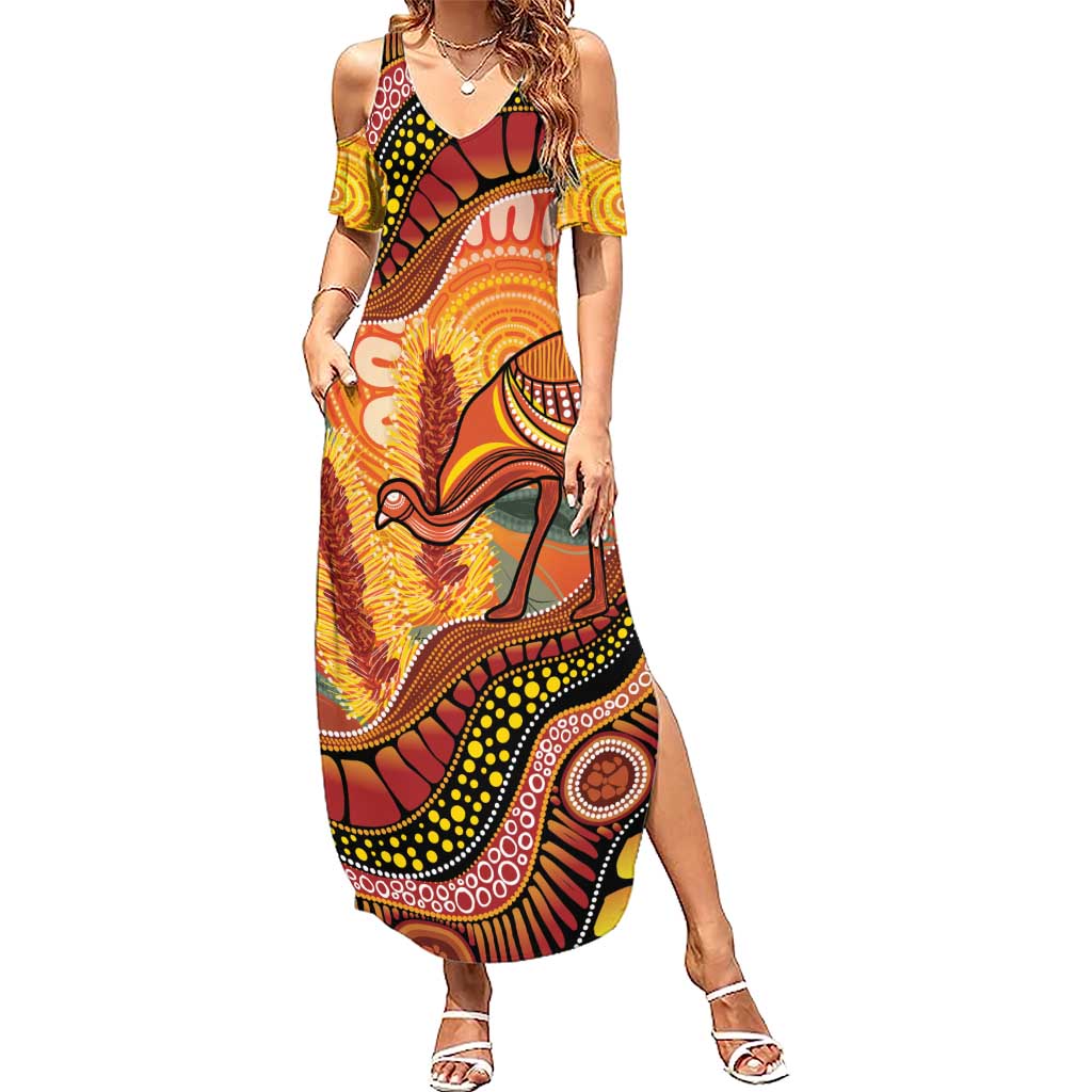 Indigenous Emu Australia Summer Maxi Dress Australian Bottlebrushes Aboriginal Art Proud