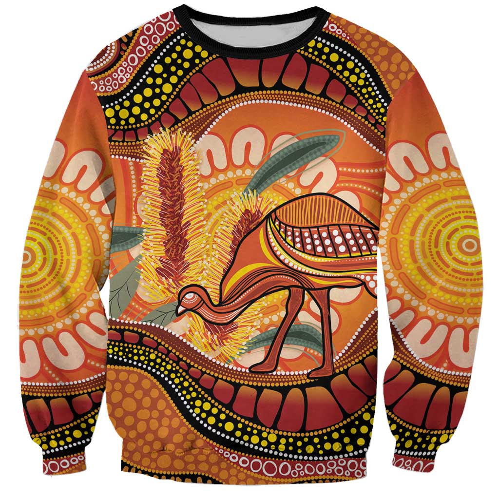 Indigenous Emu Australia Sweatshirt Australian Bottlebrushes Aboriginal Art Proud