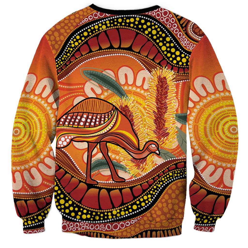 Indigenous Emu Australia Sweatshirt Australian Bottlebrushes Aboriginal Art Proud