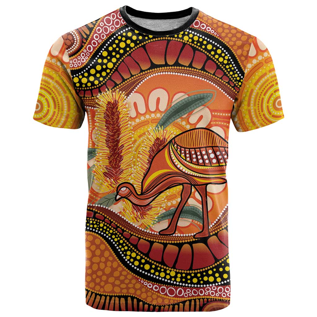 Indigenous Emu Australia T Shirt Australian Bottlebrushes Aboriginal Art Proud