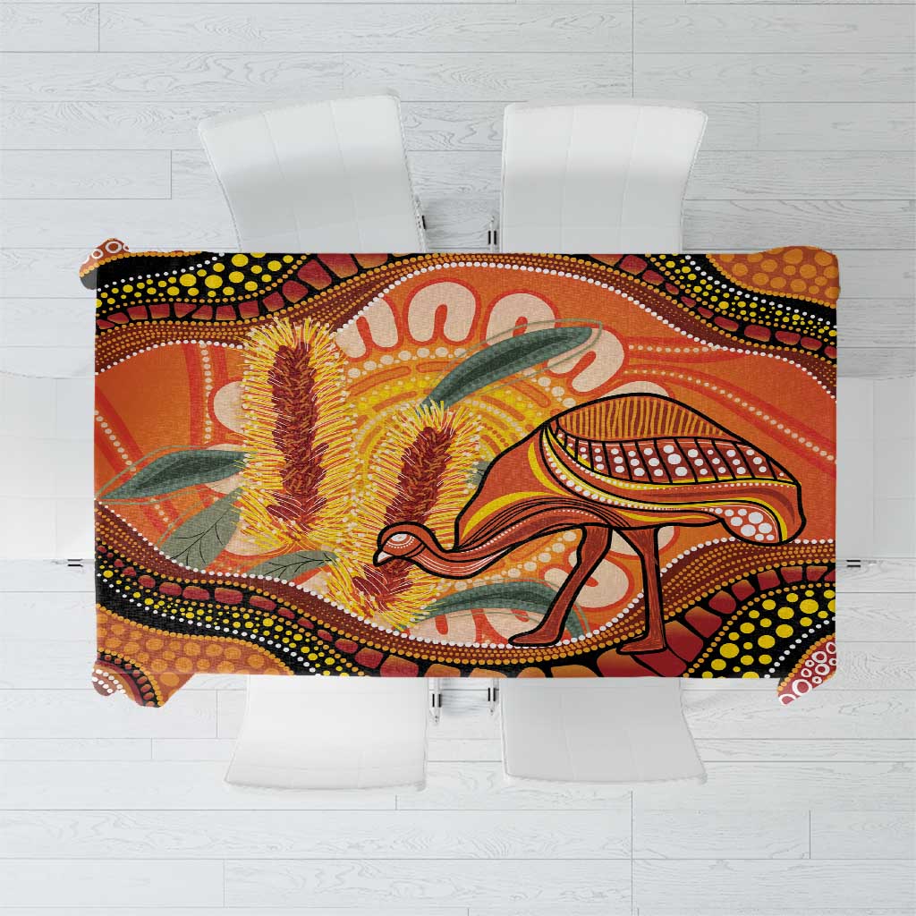 Indigenous Emu Australia Tablecloth Australian Bottlebrushes Aboriginal Art Proud