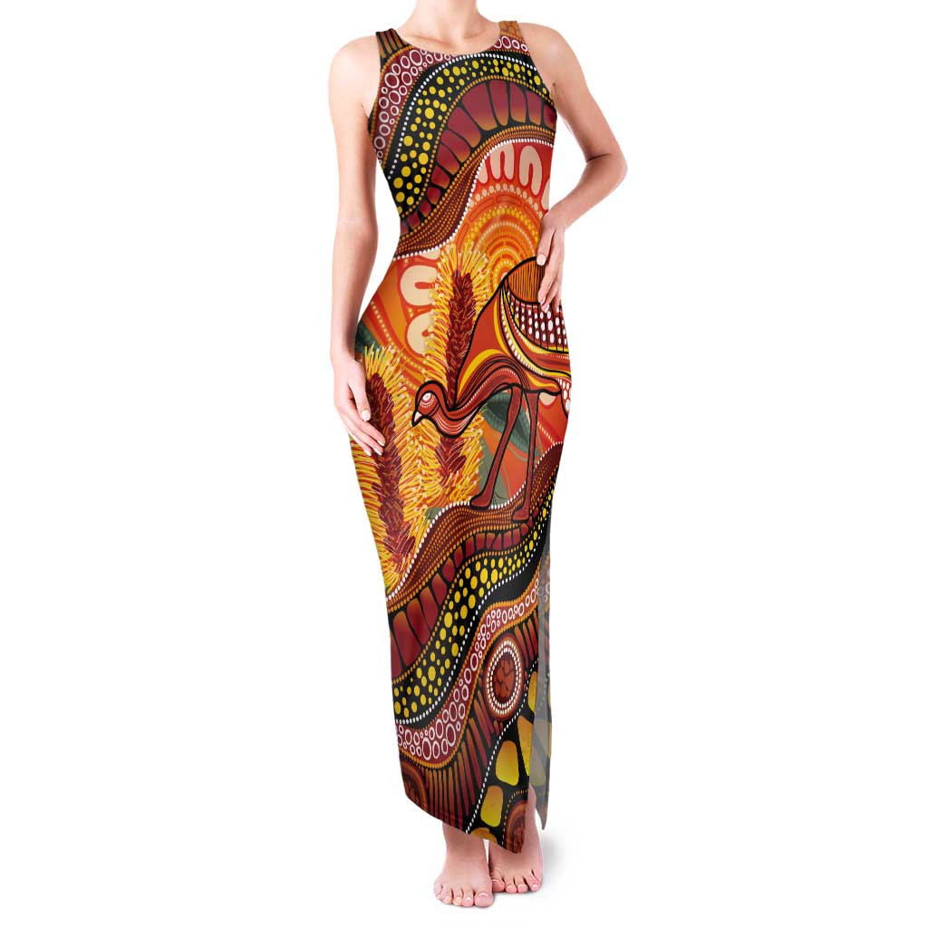 Indigenous Emu Australia Tank Maxi Dress Australian Bottlebrushes Aboriginal Art Proud