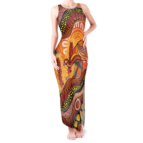 Indigenous Emu Australia Tank Maxi Dress Australian Bottlebrushes Aboriginal Art Proud