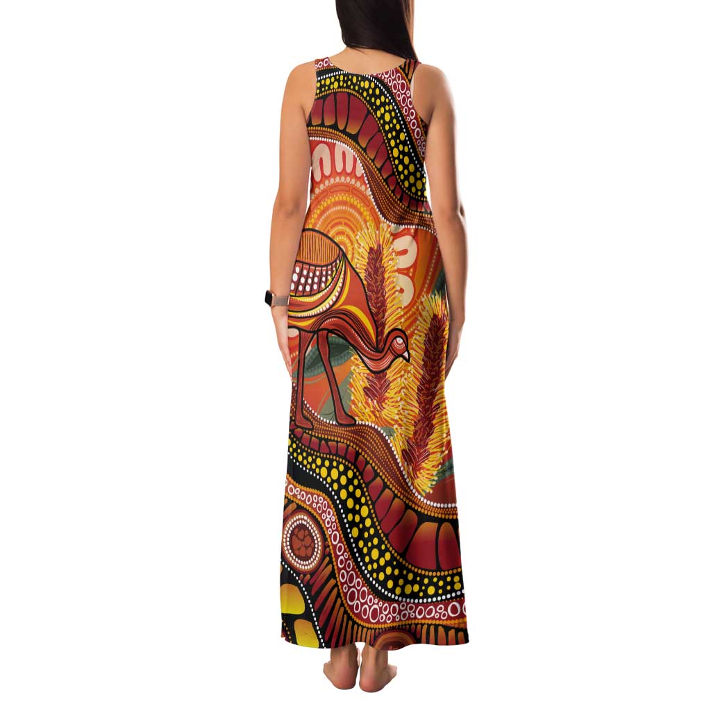 Indigenous Emu Australia Tank Maxi Dress Australian Bottlebrushes Aboriginal Art Proud
