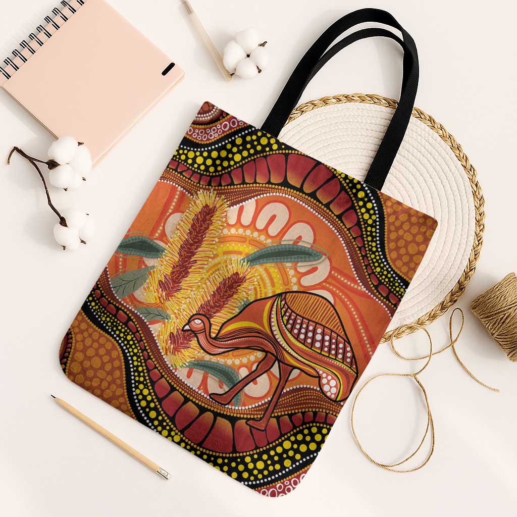Indigenous Emu Australia Tote Bag Australian Bottlebrushes Aboriginal Art Proud