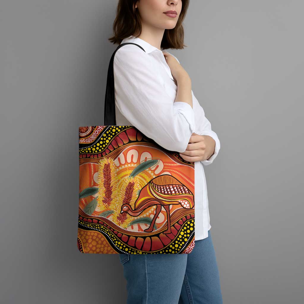 Indigenous Emu Australia Tote Bag Australian Bottlebrushes Aboriginal Art Proud