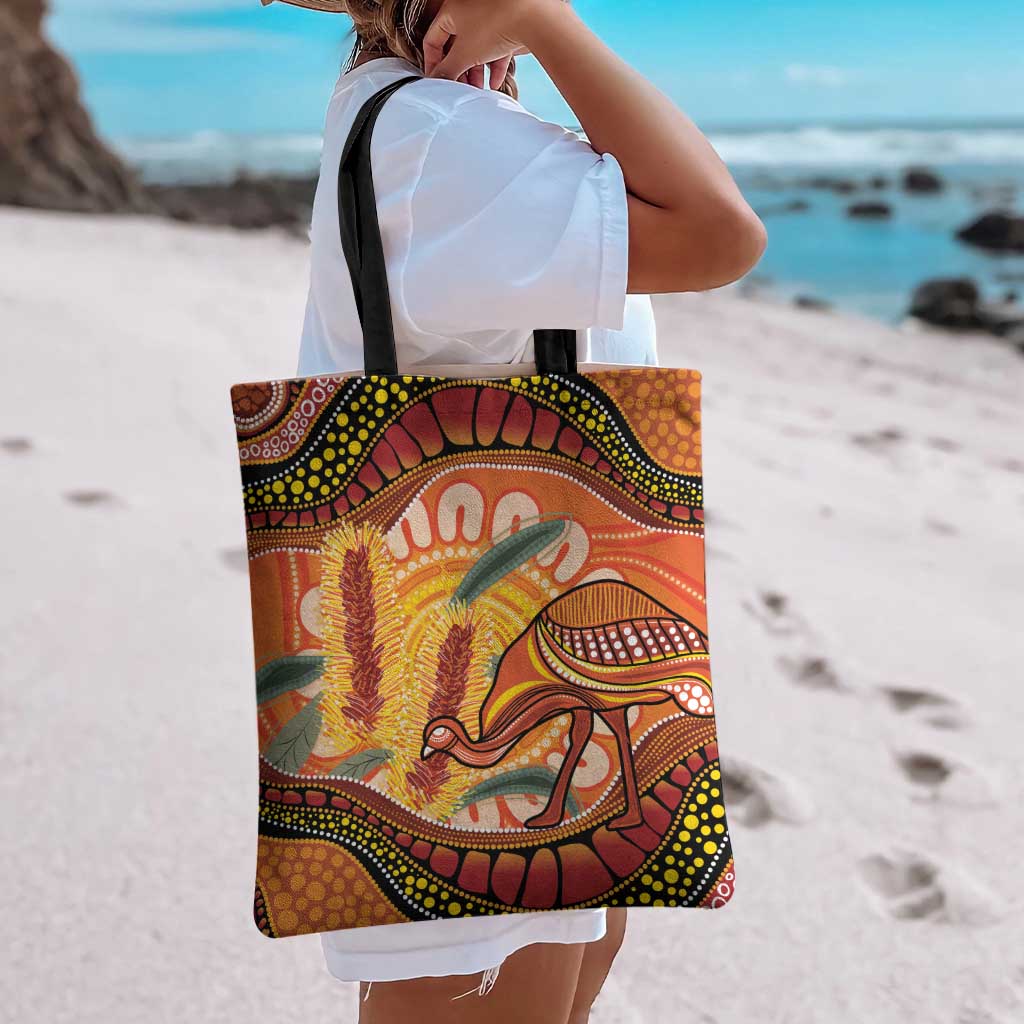Indigenous Emu Australia Tote Bag Australian Bottlebrushes Aboriginal Art Proud