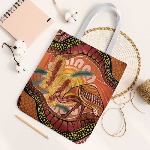 Indigenous Emu Australia Tote Bag Australian Bottlebrushes Aboriginal Art Proud