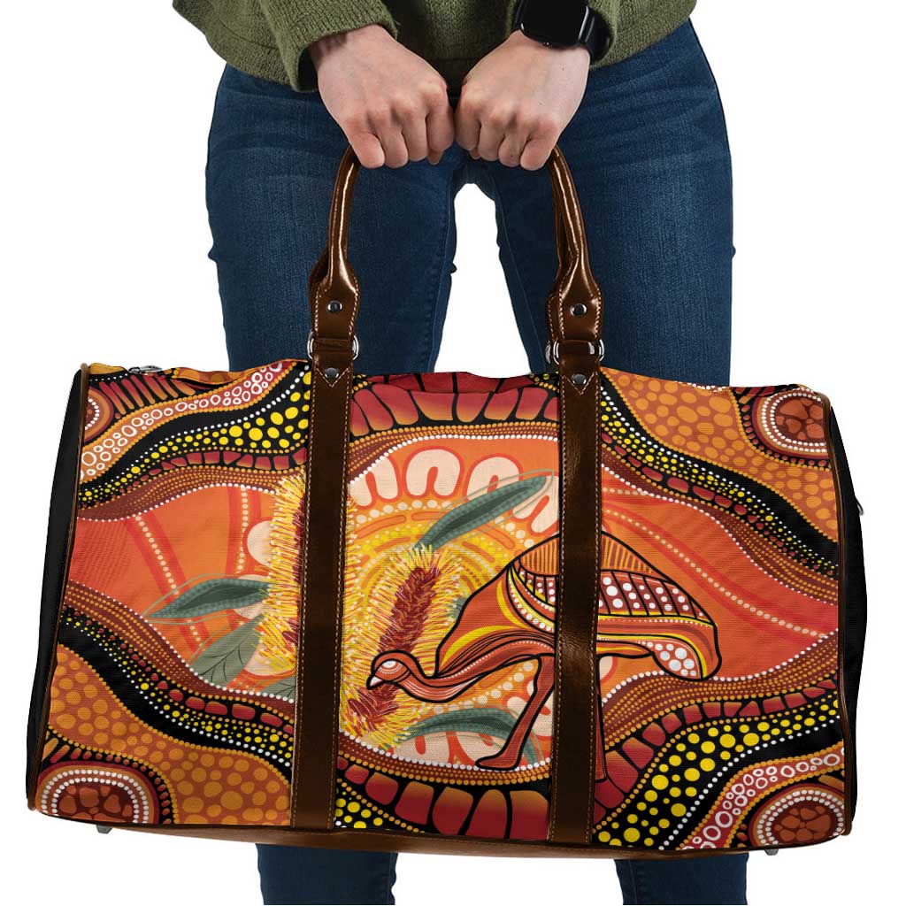 Indigenous Emu Australia Travel Bag Australian Bottlebrushes Aboriginal Art Proud