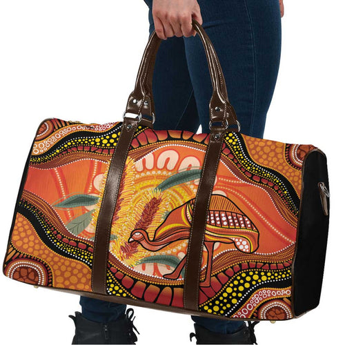 Indigenous Emu Australia Travel Bag Australian Bottlebrushes Aboriginal Art Proud