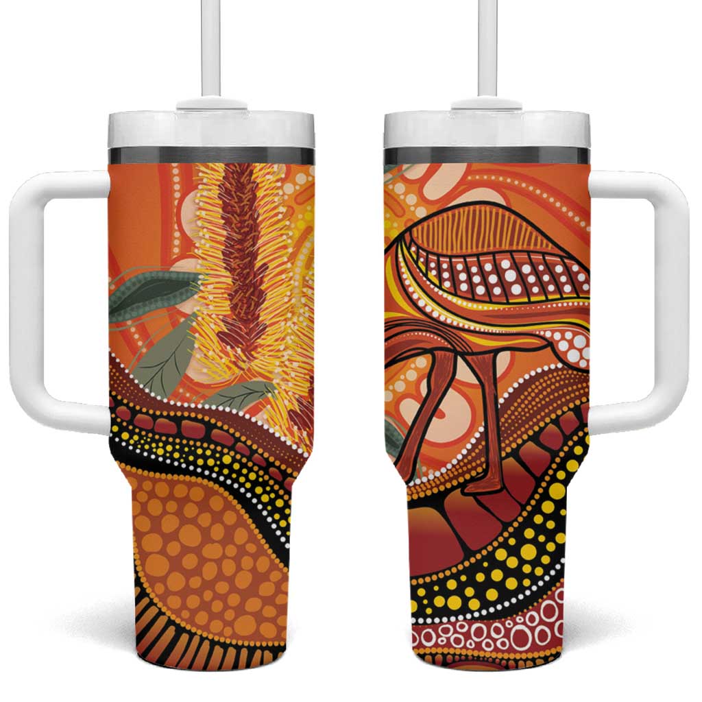 Indigenous Emu Australia Tumbler With Handle Australian Bottlebrushes Aboriginal Art Proud