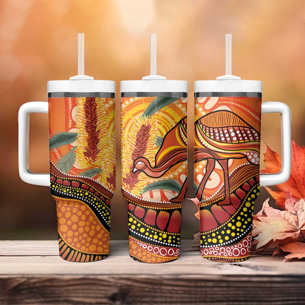 Indigenous Emu Australia Tumbler With Handle Australian Bottlebrushes Aboriginal Art Proud