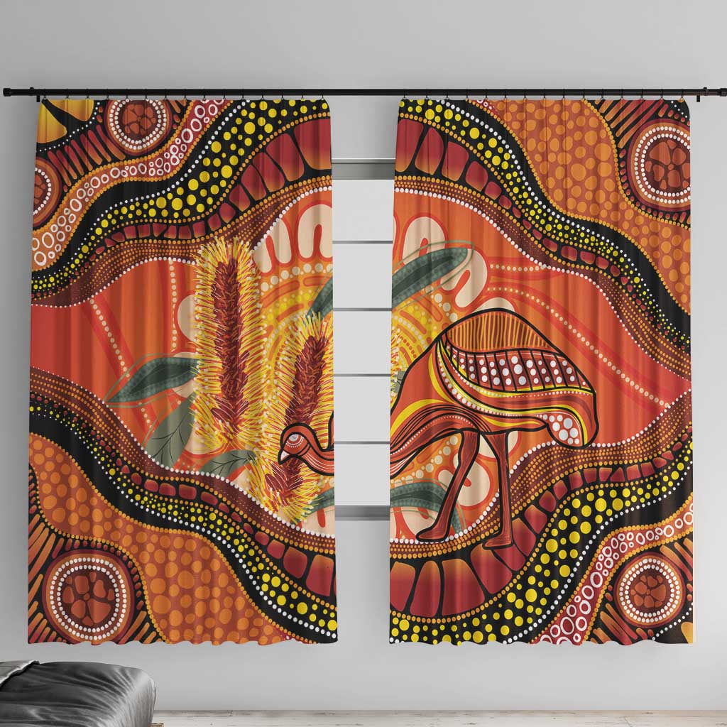 Indigenous Emu Australia Window Curtain Australian Bottlebrushes Aboriginal Art Proud