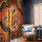 Indigenous Emu Australia Window Curtain Australian Bottlebrushes Aboriginal Art Proud