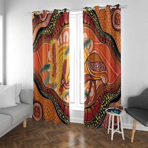 Indigenous Emu Australia Window Curtain Australian Bottlebrushes Aboriginal Art Proud