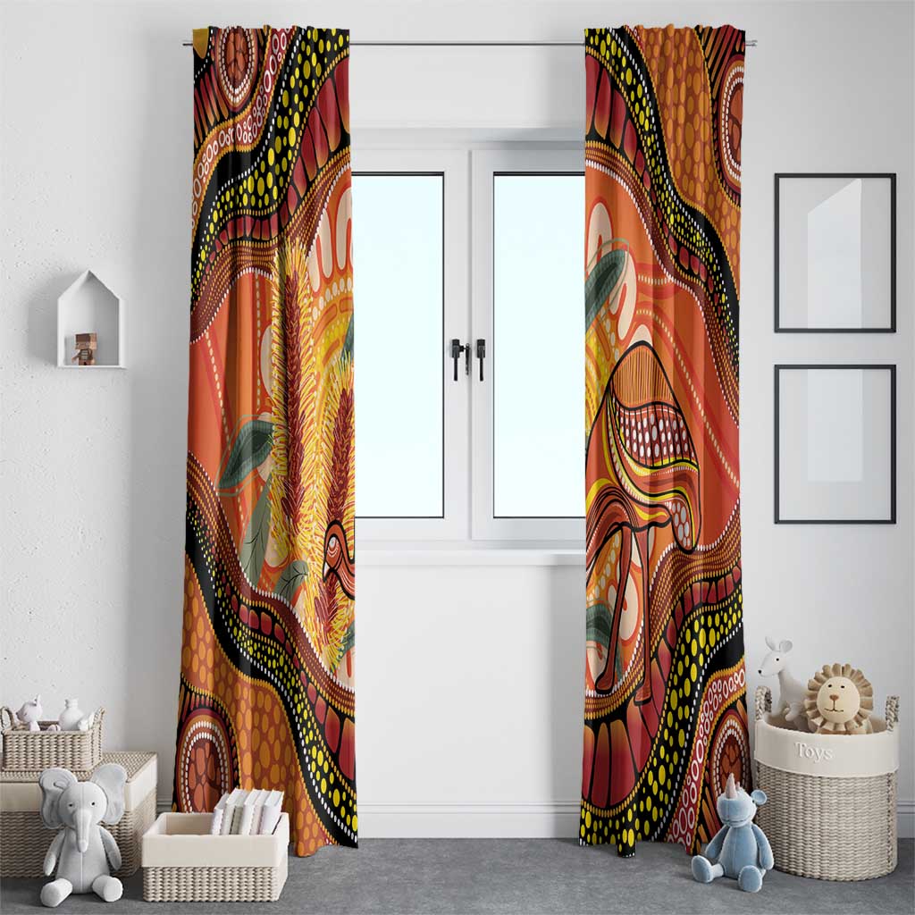 Indigenous Emu Australia Window Curtain Australian Bottlebrushes Aboriginal Art Proud
