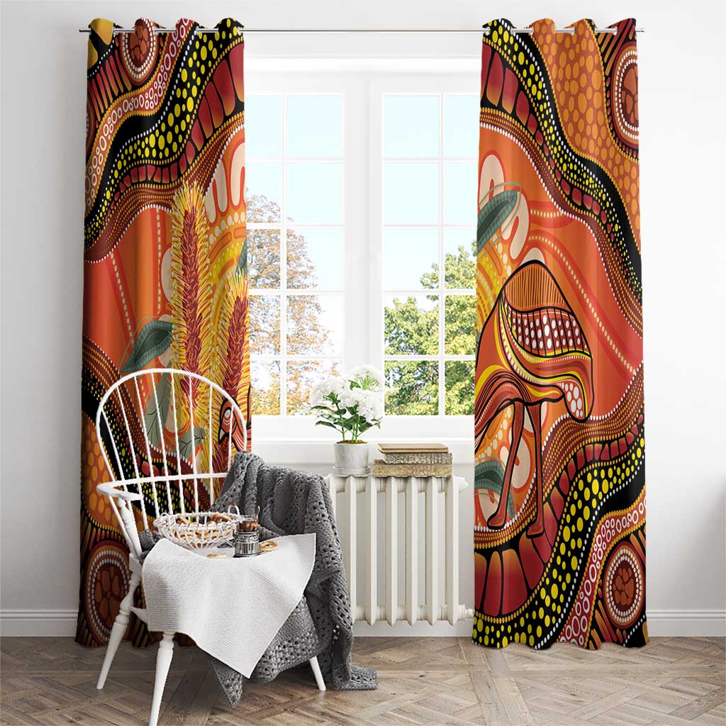 Indigenous Emu Australia Window Curtain Australian Bottlebrushes Aboriginal Art Proud