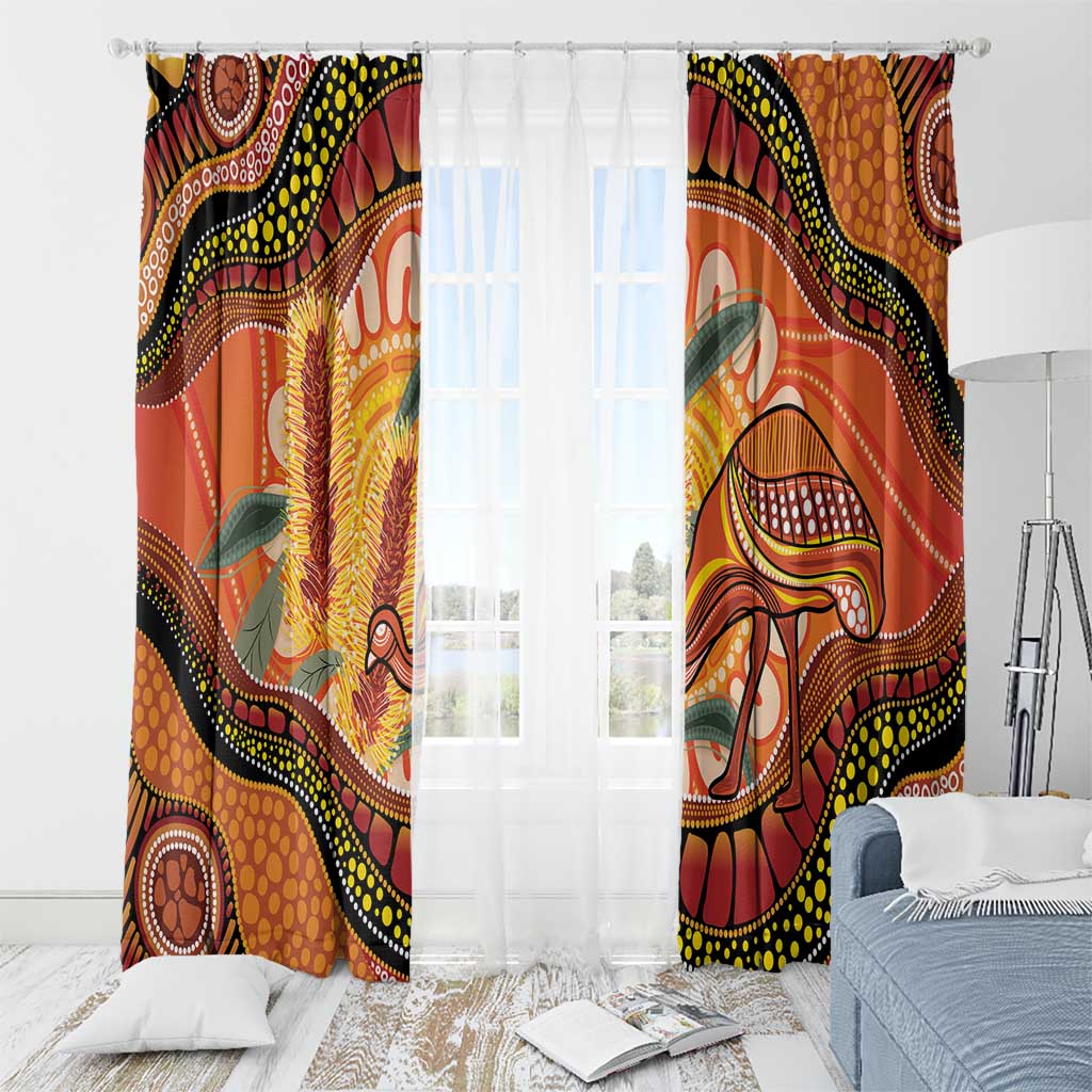Indigenous Emu Australia Window Curtain Australian Bottlebrushes Aboriginal Art Proud