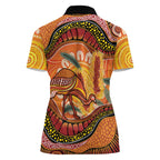 Indigenous Emu Australia Women Polo Shirt Australian Bottlebrushes Aboriginal Art Proud