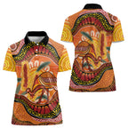 Indigenous Emu Australia Women Polo Shirt Australian Bottlebrushes Aboriginal Art Proud