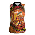 Indigenous Emu Australia Women Sleeveless Polo Shirt Australian Bottlebrushes Aboriginal Art Proud