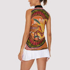 Indigenous Emu Australia Women Sleeveless Polo Shirt Australian Bottlebrushes Aboriginal Art Proud