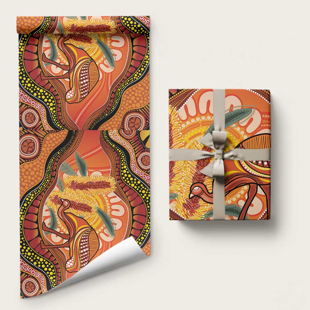 Indigenous Emu Australia Wrapping Paper Australian Bottlebrushes Aboriginal Art Proud