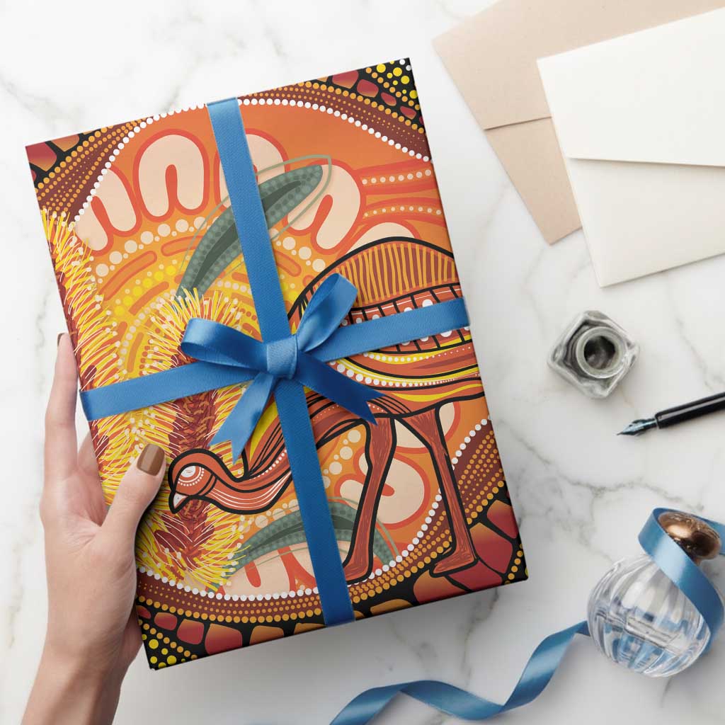 Indigenous Emu Australia Wrapping Paper Australian Bottlebrushes Aboriginal Art Proud