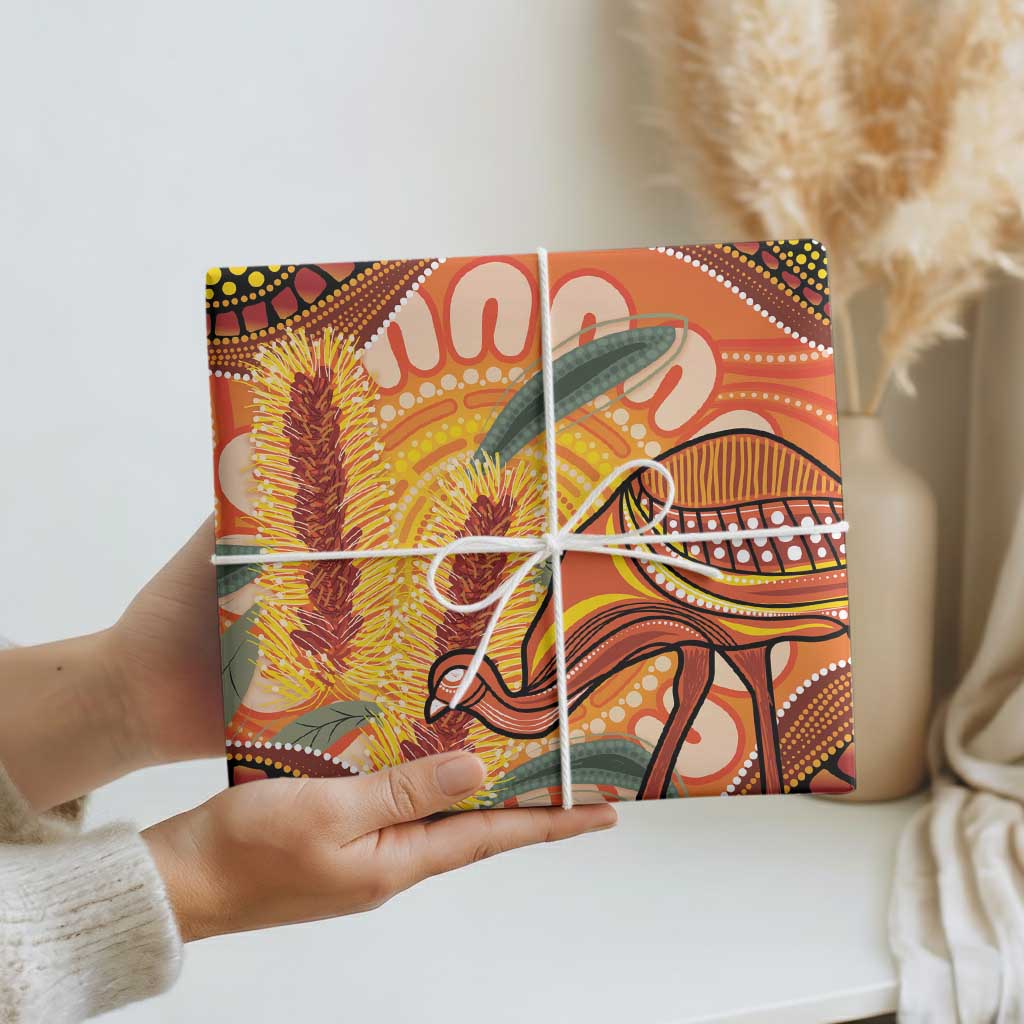 Indigenous Emu Australia Wrapping Paper Australian Bottlebrushes Aboriginal Art Proud