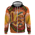 Indigenous Emu Australia Zip Hoodie Australian Bottlebrushes Aboriginal Art Proud