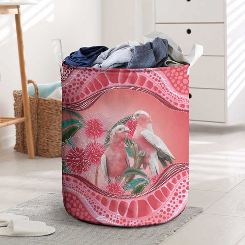 Indigenous Pink Galah Australia Laundry Basket Australian Hakea Aboriginal Art Proud