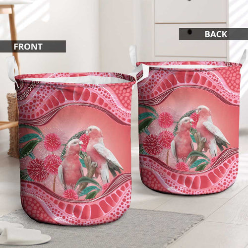 Indigenous Pink Galah Australia Laundry Basket Australian Hakea Aboriginal Art Proud