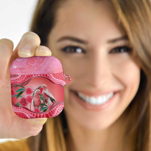 Indigenous Pink Galah Australia AirPods Case Australian Hakea Aboriginal Art Proud