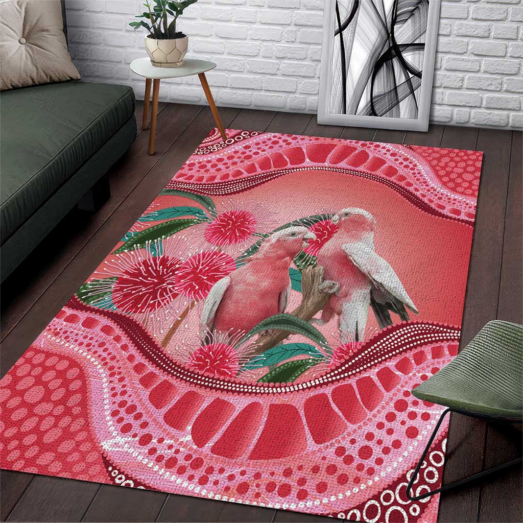 Indigenous Pink Galah Australia Area Rug Australian Hakea Aboriginal Art Proud