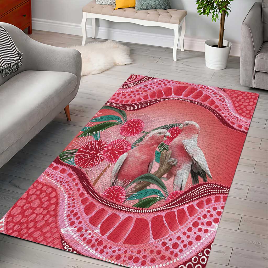 Indigenous Pink Galah Australia Area Rug Australian Hakea Aboriginal Art Proud