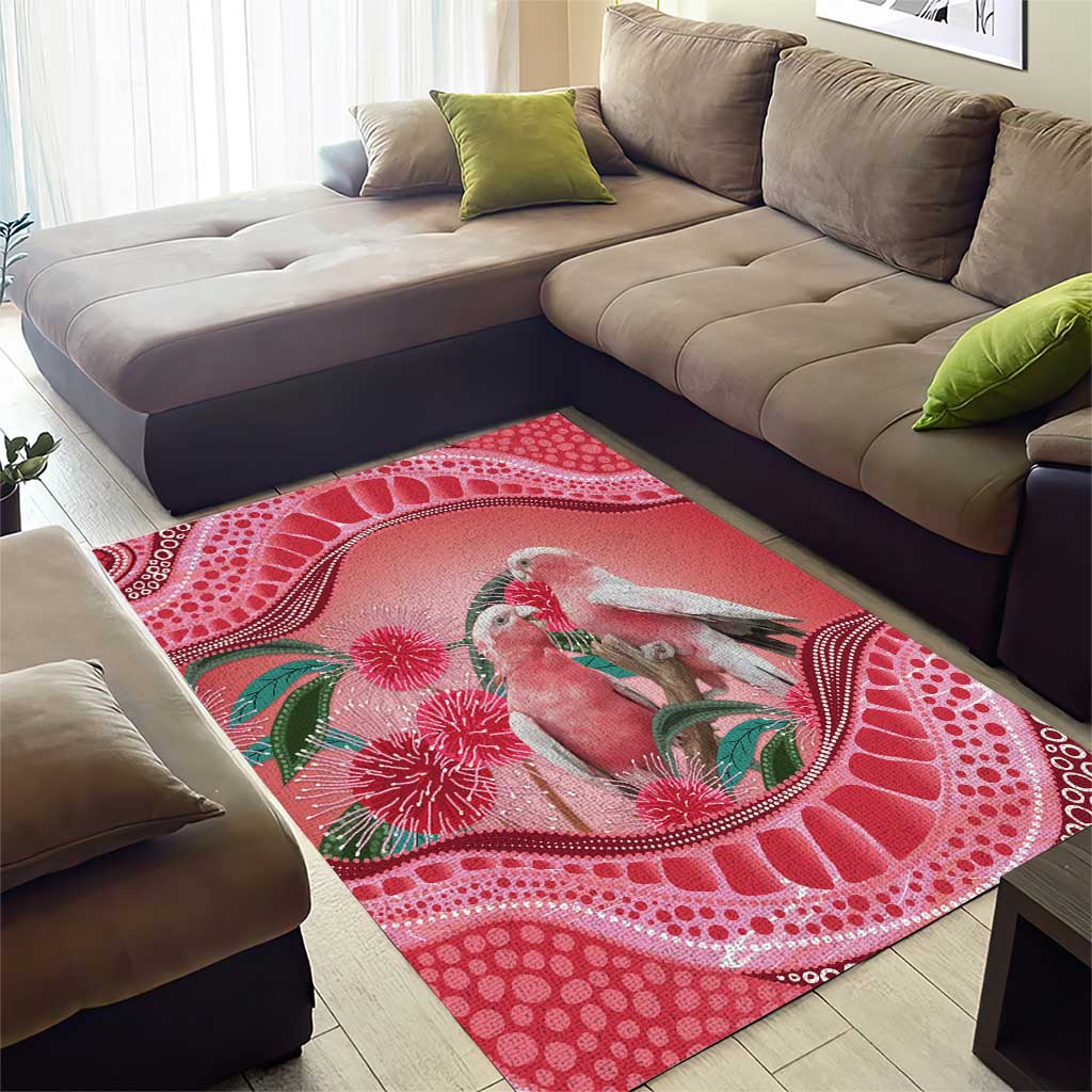 Indigenous Pink Galah Australia Area Rug Australian Hakea Aboriginal Art Proud