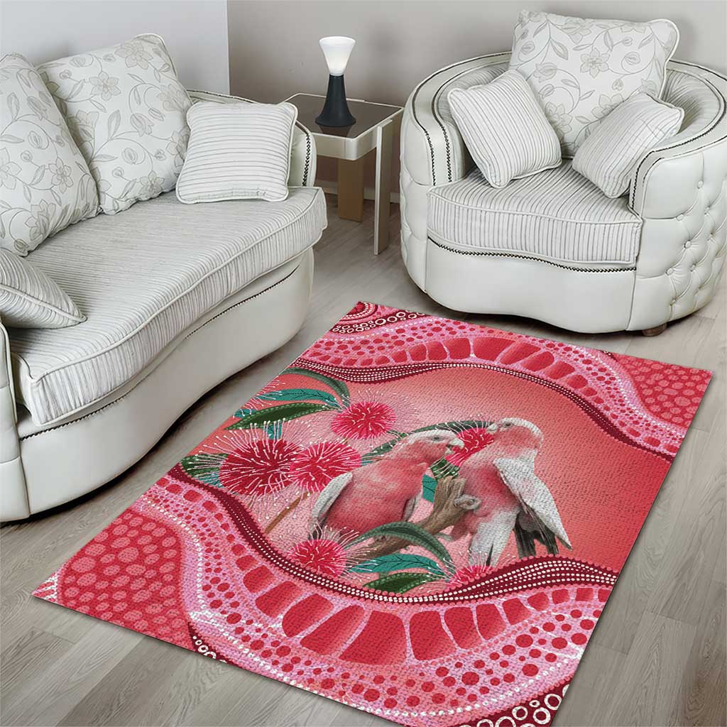 Indigenous Pink Galah Australia Area Rug Australian Hakea Aboriginal Art Proud