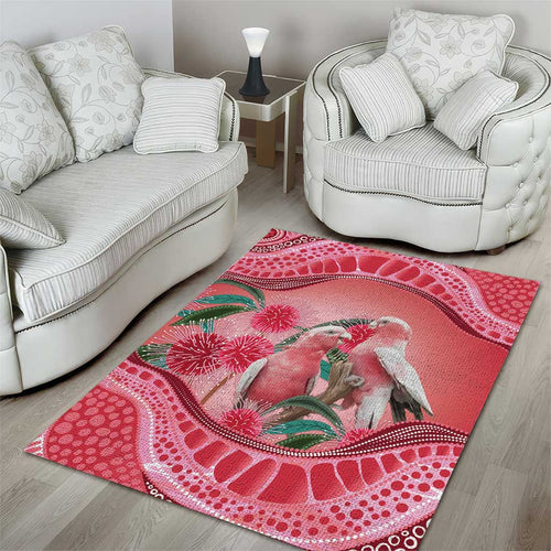 Indigenous Pink Galah Australia Area Rug Australian Hakea Aboriginal Art Proud