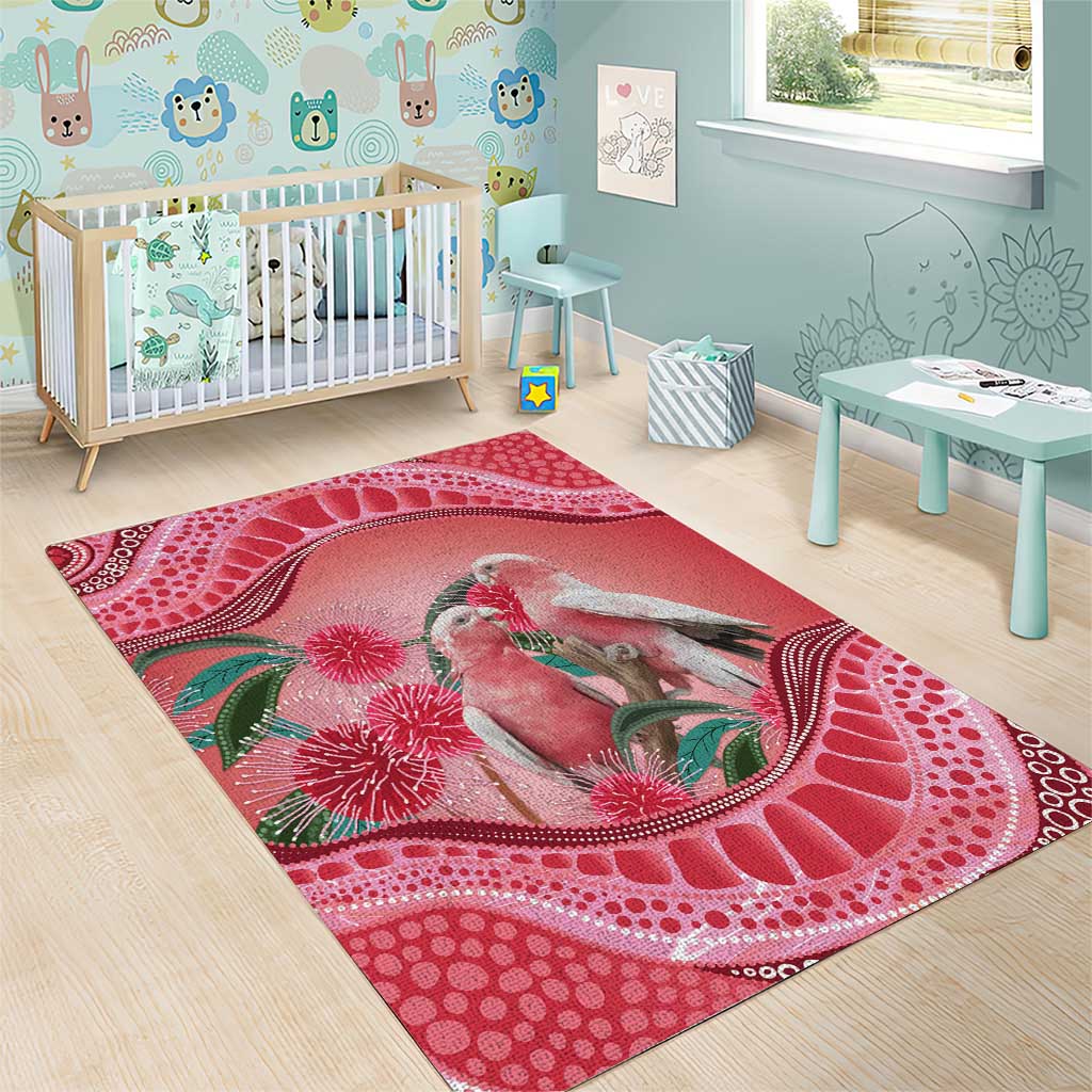 Indigenous Pink Galah Australia Area Rug Australian Hakea Aboriginal Art Proud