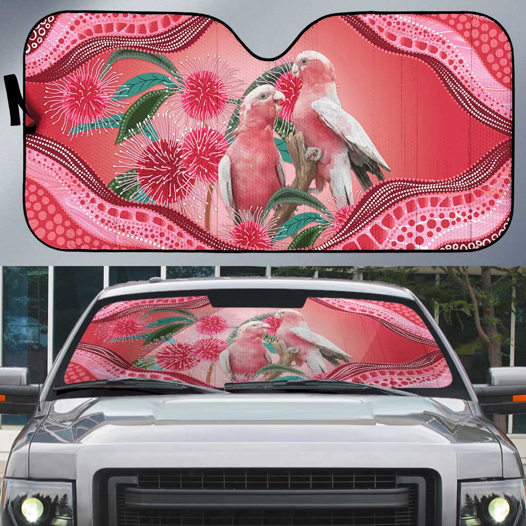 Indigenous Pink Galah Australia Auto Sun Shade Australian Hakea Aboriginal Art Proud