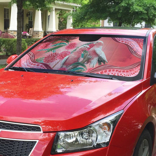 Indigenous Pink Galah Australia Auto Sun Shade Australian Hakea Aboriginal Art Proud