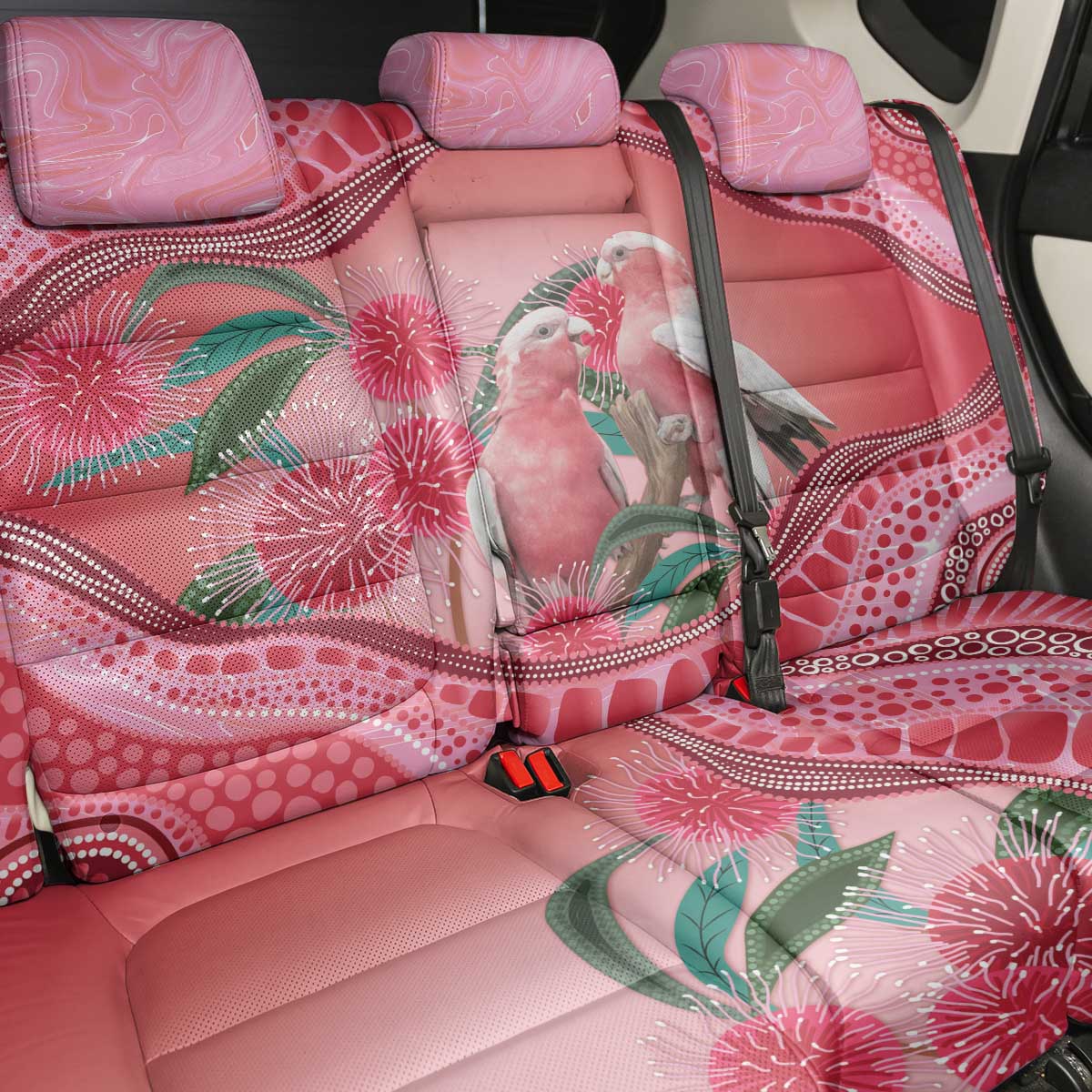 Indigenous Pink Galah Australia Back Car Seat Cover Australian Hakea Aboriginal Art Proud